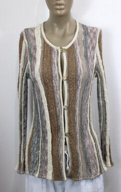 Simply Natural Cardigan Alpaca Long Sleeve Sweater Gray Brown Peru Size S
